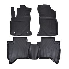 Tapis De Sol En Caoutchouc 3D Exclusive Compatible Avec Toyota Hilux depuis 2015, Système de Fixation, Bord Haut, Noir, Antidérapant, Toutes Saisons