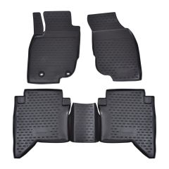 Tapis De Sol En Caoutchouc 3D Exclusive Compatible Avec Toyota Hilux 2011-2015, Système de Fixation, Bord Haut, Noir, Antidérapant, Toutes Saisons