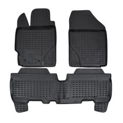 Tapis De Sol En Caoutchouc 3D Exclusive Compatible Avec Toyota Yaris 2005-2011, Système de Fixation, Bord Haut, Noir, Antidérapant, Toutes Saisons