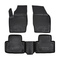 Tapis De Sol En Caoutchouc 3D Exclusive Compatible Avec Volvo XC90 2002-2015, Système de Fixation, Bord Haut, Noir, Antidérapant, Toutes Saisons