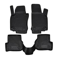 Tapis De Sol En Caoutchouc 3D Exclusive Compatible Avec Volkswagen Golf 5 V, 6 2003-2013, Système de Fixation, Bord Haut, Noir, Antidérapant, Toutes Saisons