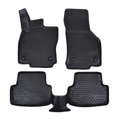 Tapis De Sol En Caoutchouc 3D Exclusive Compatible Avec Volkswagen Golf 7 2012-2019, Système de Fixation, Bord Haut, Noir, Antidérapant, Toutes Saisons