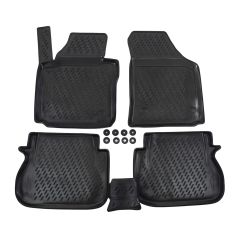 Tapis De Sol En Caoutchouc 3D Exclusive Compatible Avec Volkswagen Caddy 2015-2020, Système de Fixation, Bord Haut, Noir, Antidérapant, Toutes Saisons