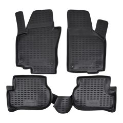 Tapis De Sol En Caoutchouc 3D Exclusive Compatible Avec Volkswagen Golf 5 V, 6 Plus 2004-2014, Système de Fixation, Bord Haut, Noir, Antidérapant, Toutes Saisons