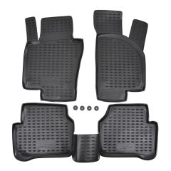 Tapis De Sol En Caoutchouc 3D Exclusive Compatible Avec Volkswagen Passat B6 / B7 2005-2014, Système de Fixation, Bord Haut, Noir, Antidérapant, Toutes Saisons