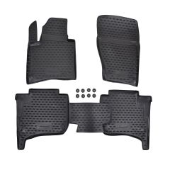 Tapis De Sol En Caoutchouc 3D Exclusive Compatible Avec Volkswagen Touareg 2010-2018 / Cayenne 2010-2018, Système de Fixation, Bord Haut, Noir, Antidérapant, Toutes Saisons