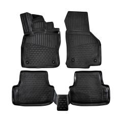 Tapis De Sol En Caoutchouc 3D Exclusive Compatible Avec Volkswagen Golf 7 2012-2019, Système de Fixation, Bord Haut, Noir, Antidérapant, Toutes Saisons