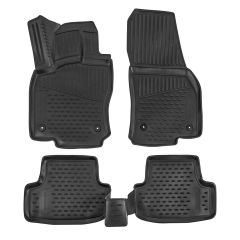 Tapis De Sol En Caoutchouc 3D Exclusive Compatible Avec Volkswagen T-Roc depuis 2017, Système de Fixation, Bord Haut, Noir, Antidérapant, Toutes Saisons