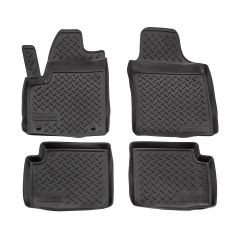 Tapis De Sol En Caoutchouc TPE Toutes Saisones Pour Fiat 500 depuis 2007, Système de Fixation, Bord Haut, Noir, Antidérapant, Toutes Saisons