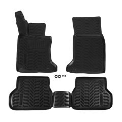 Tapis De Sol En Caoutchouc 3D Exclusive Compatible Avec Bmw 5 Serie E60, E61 03, Système de Fixation, Bord Haut, Inodore, Noir, Antidérapant, Toutes Saisons