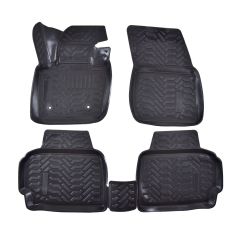 Tapis De Sol En Caoutchouc 3D Exclusive Compatible Avec Ford Mondeo 5 / TURNIER depuis 2015, Système de Fixation, Bord Haut, Inodore, Noir, Antidérapant, Toutes Saisons