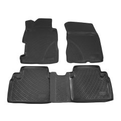 Tapis De Sol En Caoutchouc 3D Exclusive Compatible Avec Honda Civic 2006-2012, Système de Fixation, Bord Haut, Inodore, Noir, Antidérapant, Toutes Saisons