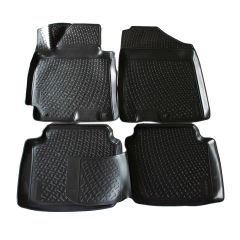 Tapis De Sol En Caoutchouc 3D Exclusive Compatible Avec Hyundai Elantra 2010-2016, Système de Fixation, Bord Haut, Inodore, Noir, Antidérapant, Toutes Saisons