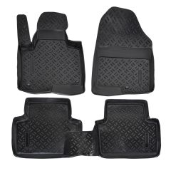 Tapis De Sol En Caoutchouc 3D Exclusive Compatible Avec Hyundai Santa Fe 3 2013-2018 4-Pcs, Système de Fixation, Bord Haut, Inodore, Noir, Antidérapant, Toutes Saisons