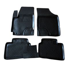 Tapis De Sol En Caoutchouc 3D Exclusive Compatible Avec Kia Cerato 2009-2013, Système de Fixation, Bord Haut, Inodore, Noir, Antidérapant, Toutes Saisons