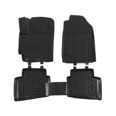 Tapis De Sol En Caoutchouc 3D Exclusive Compatible Avec Kia Rio 4 depuis 2017, Système de Fixation, Bord Haut, Inodore, Noir, Antidérapant, Toutes Saisons