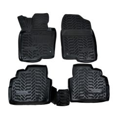 Tapis De Sol En Caoutchouc 3D Exclusive Compatible Avec Mazda CX-5 2017-Ad Oggi 4-Pcs, Système de Fixation, Bord Haut, Inodore, Noir, Antidérapant, Toutes Saisons