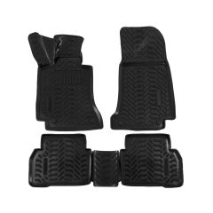 Tapis De Sol En Caoutchouc 3D Exclusive Compatible Avec Mercedes C-Klasse W205 / S205 2015-2021, Système de Fixation, Bord Haut, Inodore, Noir, Antidérapant, Toutes Saisons