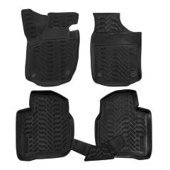 Tapis De Sol En Caoutchouc 3D Exclusive Compatible Avec Skoda Rapid 2012-2019, Système de Fixation, Bord Haut, Inodore, Noir, Antidérapant, Toutes Saisons