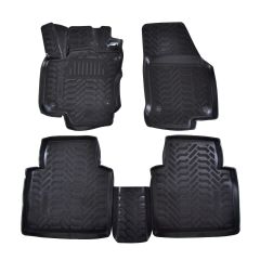 Tapis De Sol En Caoutchouc 3D Exclusive Compatible Avec Skoda Kodiaq depuis 2015, Système de Fixation, Bord Haut, Inodore, Noir, Antidérapant, Toutes Saisons