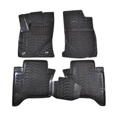 Tapis De Sol En Caoutchouc 3D Exclusive Compatible Avec Toyota Hilux 4 Pick Up depuis 2016, Système de Fixation, Bord Haut, Inodore, Noir, Antidérapant, Toutes Saisons