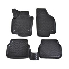 Tapis De Sol En Caoutchouc 3D Exclusive Compatible Avec Volkswagen Tiguan 2007-2015, Système de Fixation, Bord Haut, Inodore, Noir, Antidérapant, Toutes Saisons