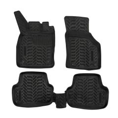 Tapis De Sol En Caoutchouc 3D Exclusive Compatible Avec Volkswagen Golf 7 2012-2019, Système de Fixation, Bord Haut, Inodore, Noir, Antidérapant, Toutes Saisons