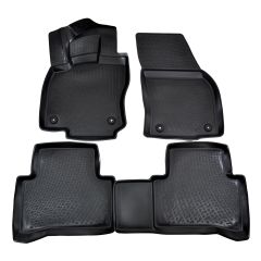 Tapis De Sol En Caoutchouc 3D Exclusive Compatible Avec Volkswagen Touran depuis 2015, Système de Fixation, Bord Haut, Inodore, Noir, Antidérapant, Toutes Saisons