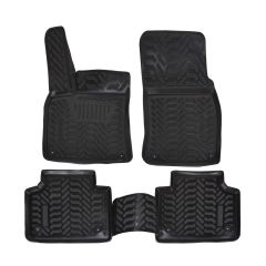 Tapis De Sol En Caoutchouc 3D Exclusive Compatible Avec Volkswagen Touareg 3 depuis 2018, Système de Fixation, Bord Haut, Inodore, Noir, Antidérapant, Toutes Saisons