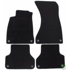 Tapis De Sol Noir Velours Sur Mesure Pour Audi A4 B9 depuis 2016 4-Pcs Bef.Rund, Ajustement précis, Base Antidérapante, Renforcée Dans la Zone de la Pédale