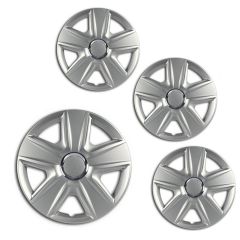 Enjoliveurs de Roue élégants 14" Esprit RC Argent, De 4 Piéce, La Fixation se Fait par Simple Clipsage sur la Jante, Facile à Entretenir