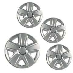 Enjoliveurs de Roue élégants 16" Esprit RC Argent, De 4 Piéce, La Fixation se Fait par Simple Clipsage sur la Jante, Facile à Entretenir
