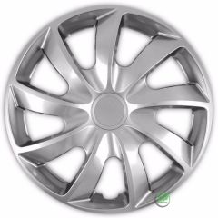 Enjoliveurs de Roue élégants 14" Quad Argent, De 4 Piéce, La Fixation se Fait par Simple Clipsage sur la Jante, Facile à Entretenir