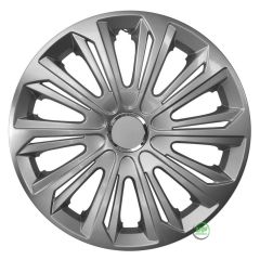 Enjoliveurs de Roue élégants 15" Strong Argent Laqué, De 4 Piéce, La Fixation se Fait par Simple Clipsage sur la Jante, Facile à Entretenir