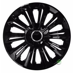 Enjoliveurs de Roue élégants 15" Strong Noir Laqué, De 4 Piéce, La Fixation se Fait par Simple Clipsage sur la Jante, Facile à Entretenir