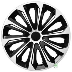 Enjoliveurs de Roue élégants 16" Strong Blanc-Noir, De 4 Piéce, La Fixation se Fait par Simple Clipsage sur la Jante, Facile à Entretenir