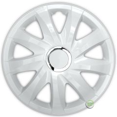 Enjoliveurs de Roue élégants 16" Drift Blanc Laqué, De 4 Piéce, La Fixation se Fait par Simple Clipsage sur la Jante, Facile à Entretenir